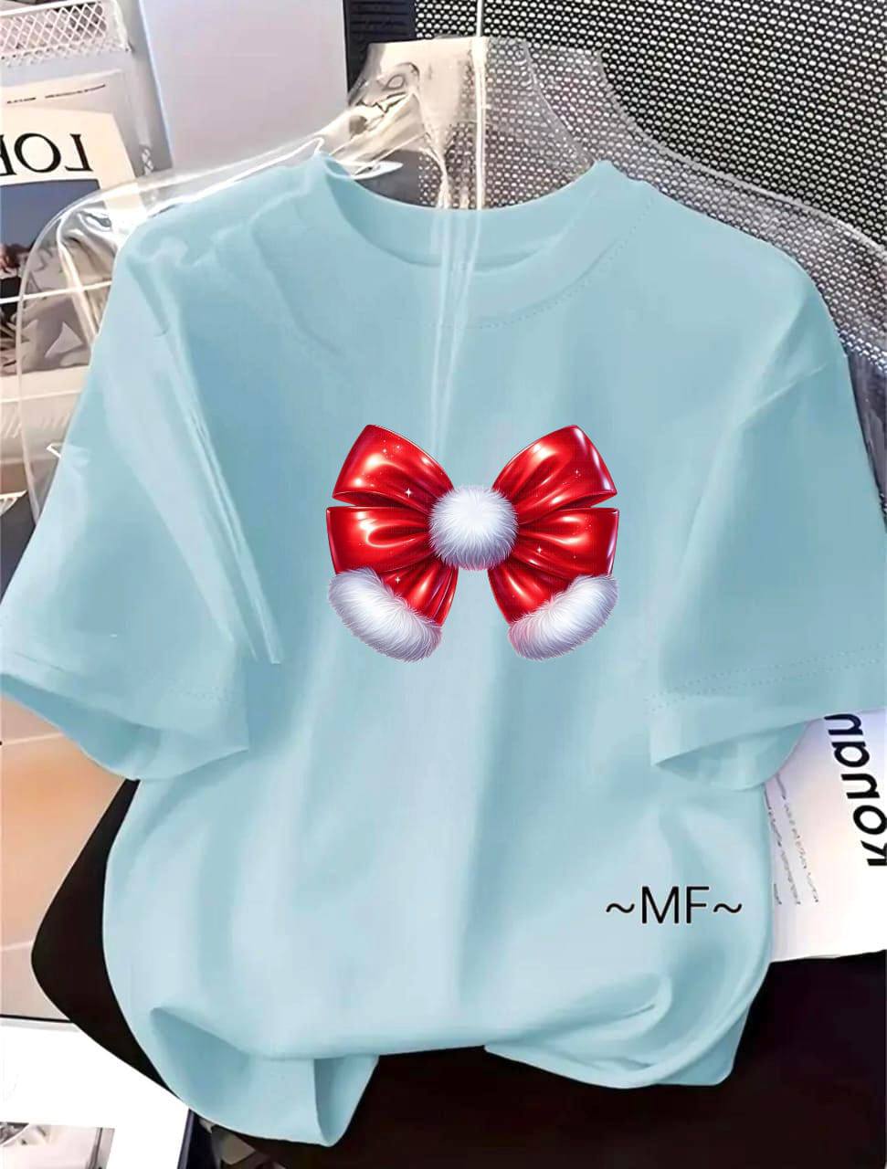 Cozy Christmas Bow Loose Fit Tees - Unisex