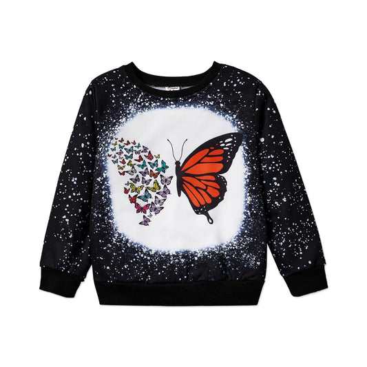 Chic Butterfly Long Sleeve Sweatshirt for Girls