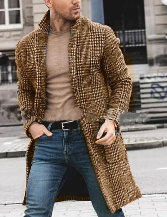 Men's Mid-Length Wool Blend Winter Coat
