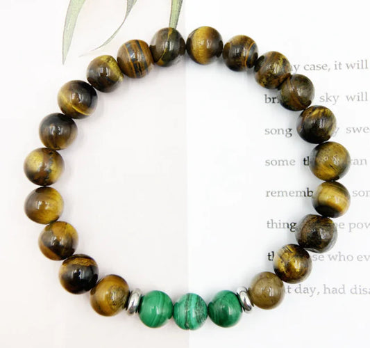 Elegant Malachite & Tiger Eye Bracelet