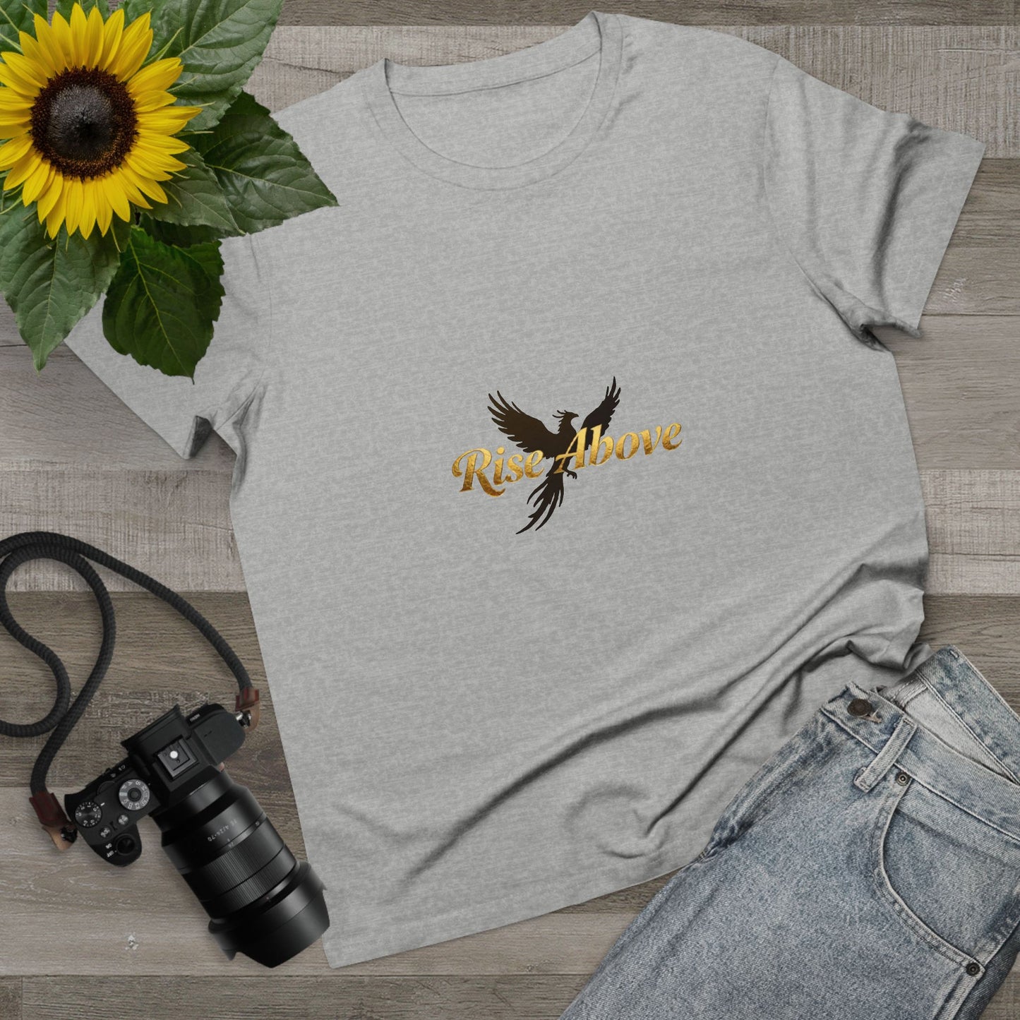 Rise Above Women's Maple Tee - Inspirational Graphic T-Shirt for Empowerment
