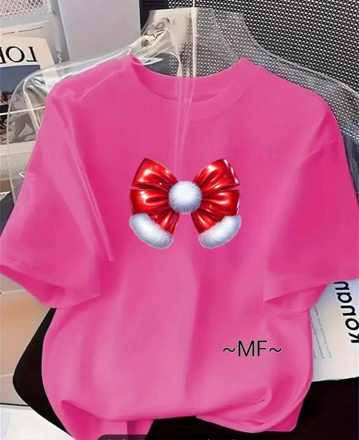 Cozy Christmas Bow Loose Fit Tees - Unisex