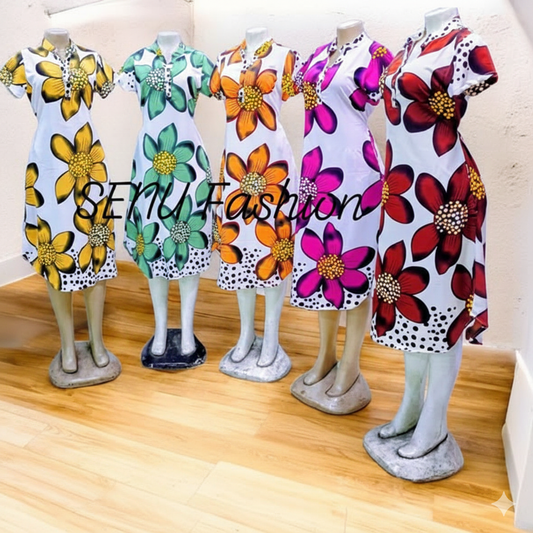 Vibrant Floral Comfort Dress / bubble Dress