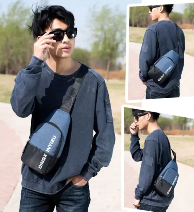Unisex Modern Blue Contrast Stitch Chest Bag