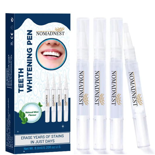 NomadNest Bright Smile Whitening Pen (4 Pcs) - Minty Fresh, Comfortable, On-the-Go Whitening